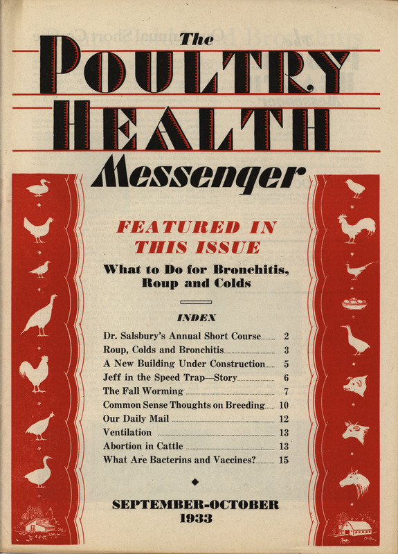 A Journal gathering articles related to veterinary practice in poultry from September-October 1933.