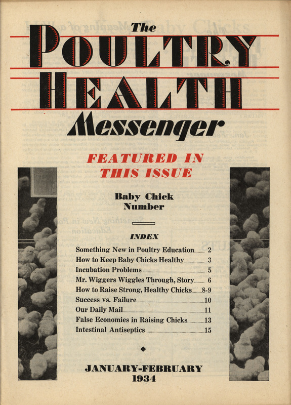 A Periodical gathering articles related to veterinary practice in poultry from January-February 1934.