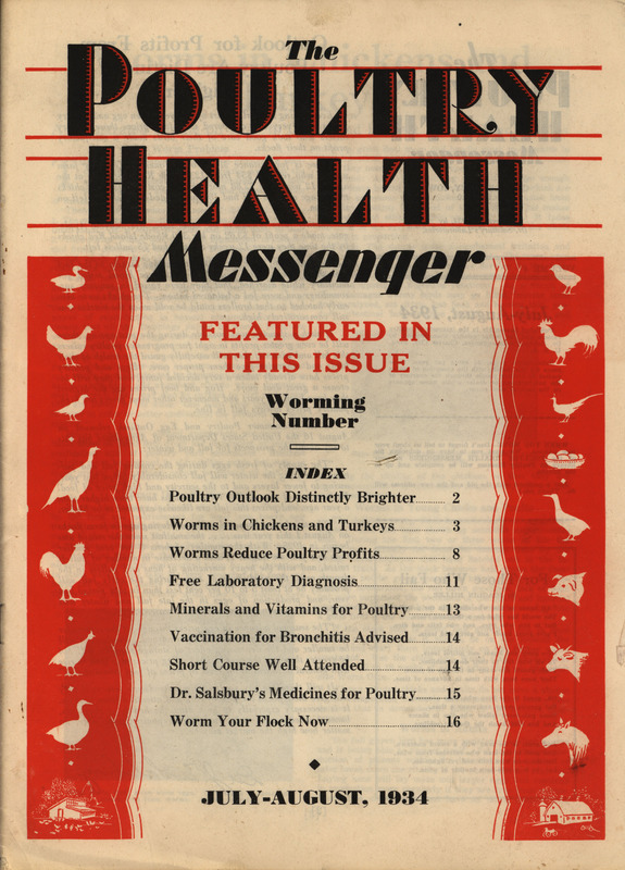 A Periodical gathering articles related to veterinary practice in poultry from July-August 1934.
