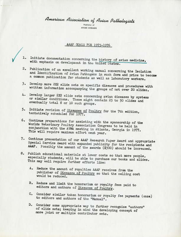 Item from a series of AAAP records containing committee member assignments, membership committee interest surveys, committee reports, and correspondence that reflect the varied interests of the Association.
