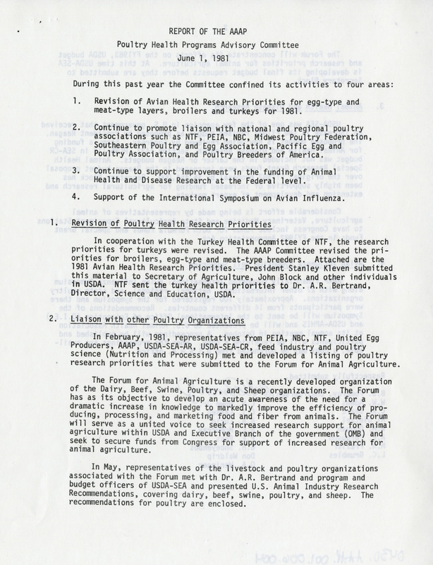 Item from a series of AAAP records containing committee member assignments, membership committee interest surveys, committee reports, and correspondence that reflect the varied interests of the Association.