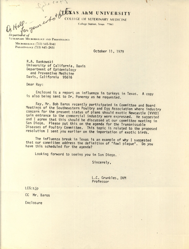 American Association of Avian Pathologists newsletter from November 1979; including a message from the president, 1980 meeting planning, and other announcements.