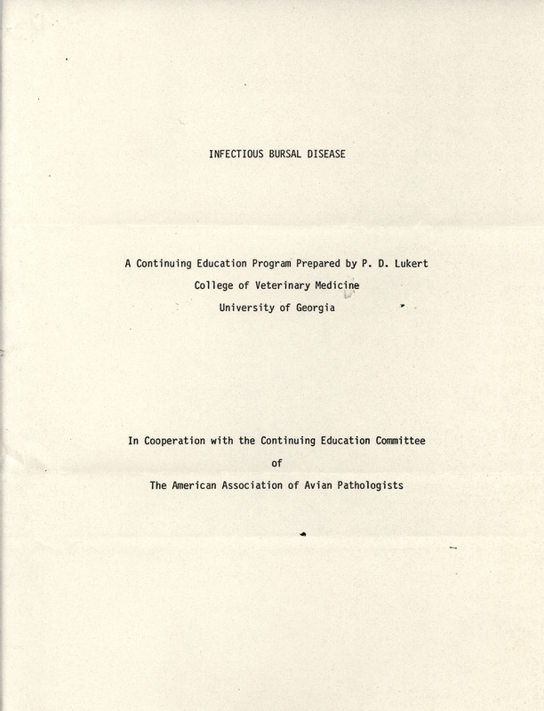 A continuing education program on the infectious bursal disease in avian, including circumstances in which it occurs and treatment.
