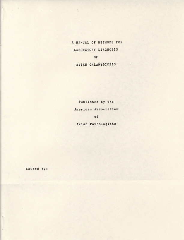A historic American of Association of Avian Pathologists publication describing the methods of identifying Chlamydiosis in avians.