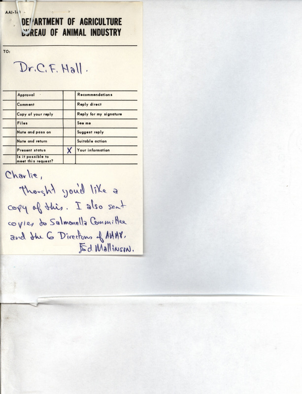 American Association of Avian Pathologists report noting the points of interest brought up during the International Symposium on Salmonella at the University of Guelph, Canada on June 8-11, 1977.