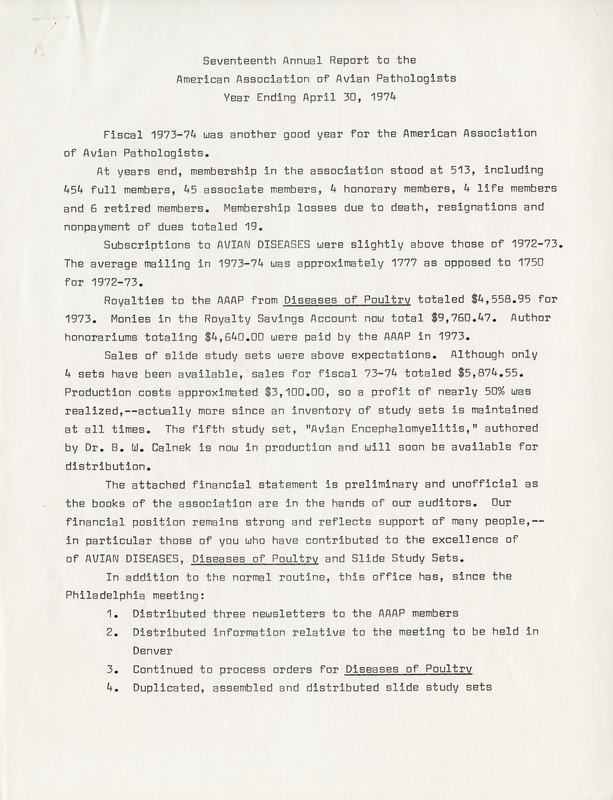 Item from a series of AAAP records containing the meeting minutes and annual reports of the Board of Directors, newsletters, reports, financial statements, and copies of the constitution and bylaws.