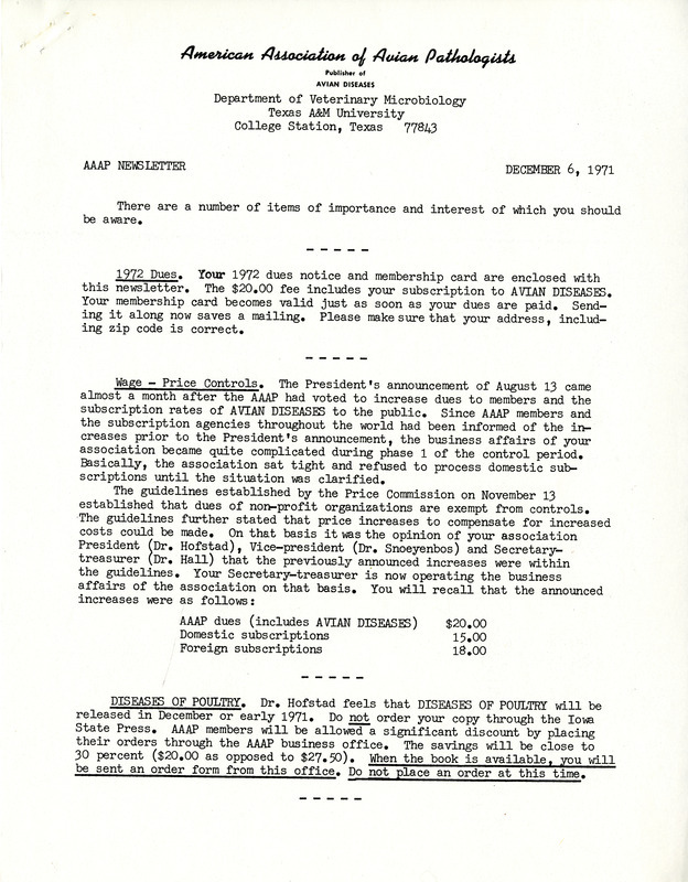 Item from a series of AAAP records containing meeting minutes and annual reports of the Board of Directors, newsletters, reports, financial statements, and copies of the constitution and bylaws. Annotation: Signed by Charlie Hall.