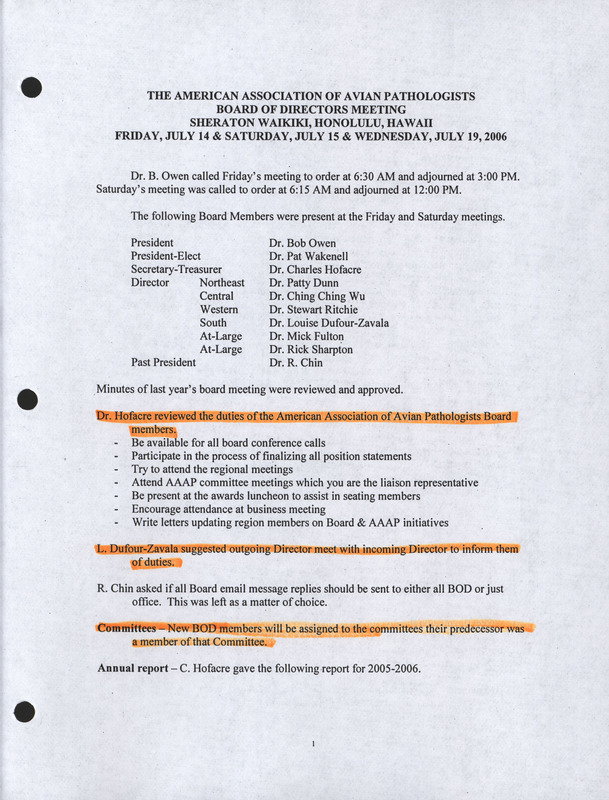 Item from a series of AAAP records containing meeting minutes and annual reports of the Board of Directors, newsletters, reports, financial statements, and copies of the constitution and by-laws. Annotation: As per the folder title, the geographic location is Washington, D.C. However, as per the actual item, it is Honolulu, Hawaii.