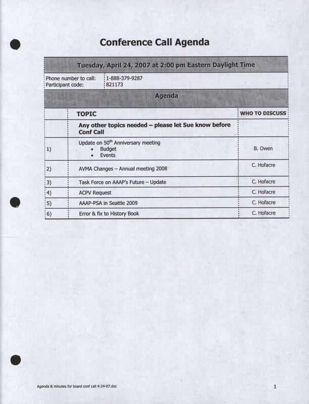 Item from a series of AAAP records containing meeting minutes and annual reports of the Board of Directors, newsletters, reports, financial statements, and copies of the constitution and by-laws.