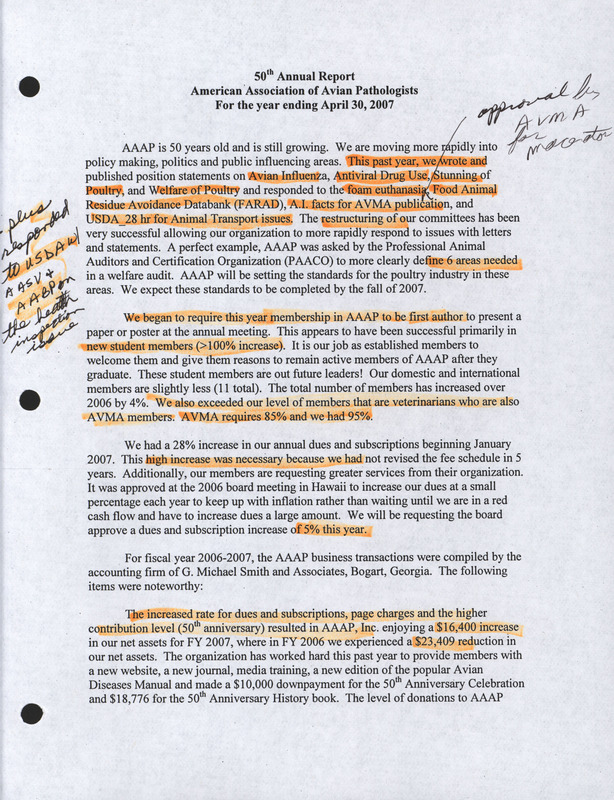 Item from a series of AAAP records containing meeting minutes and annual reports of the Board of Directors, newsletters, reports, financial statements, and copies of the constitution and by-laws.