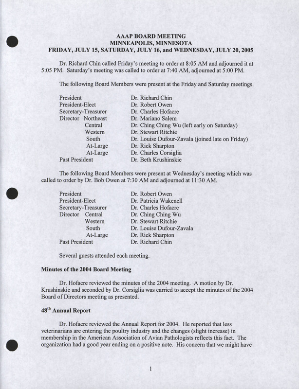 Item from a series of AAAP records containing meeting minutes and annual reports of the Board of Directors, newsletters, reports, financial statements, and copies of the constitution and by-laws. Annotation: As per the folder title, the geographic location is Honolulu. However, as per the actual item, it is Minneapolis, Minnesota.