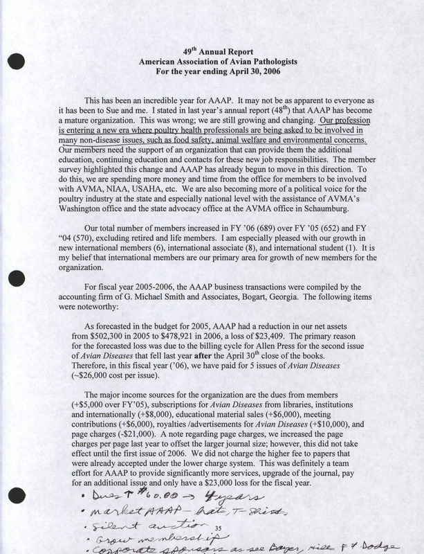 Item from a series of AAAP records containing meeting minutes and annual reports of the Board of Directors, newsletters, reports, financial statements, and copies of the constitution and by-laws.
