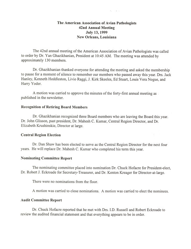 Item from a series of AAAP records containing meeting minutes and annual reports of the Board of Directors, newsletters, reports, financial statements, and copies of the constitution and bylaws. Annotation: As per the folder title, the geographic location is Salt Lake City, Utah. However, as per the actual item, it is New Orleans, Louisiana.
