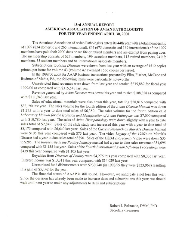 Item from a series of AAAP records containing meeting minutes and annual reports of the Board of Directors, newsletters, reports, financial statements, and copies of the constitution and bylaws.