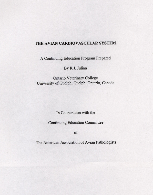 Program about the avian cardiovascular system prepared for the continuing education committee of the American Association of Avian Pathologists.