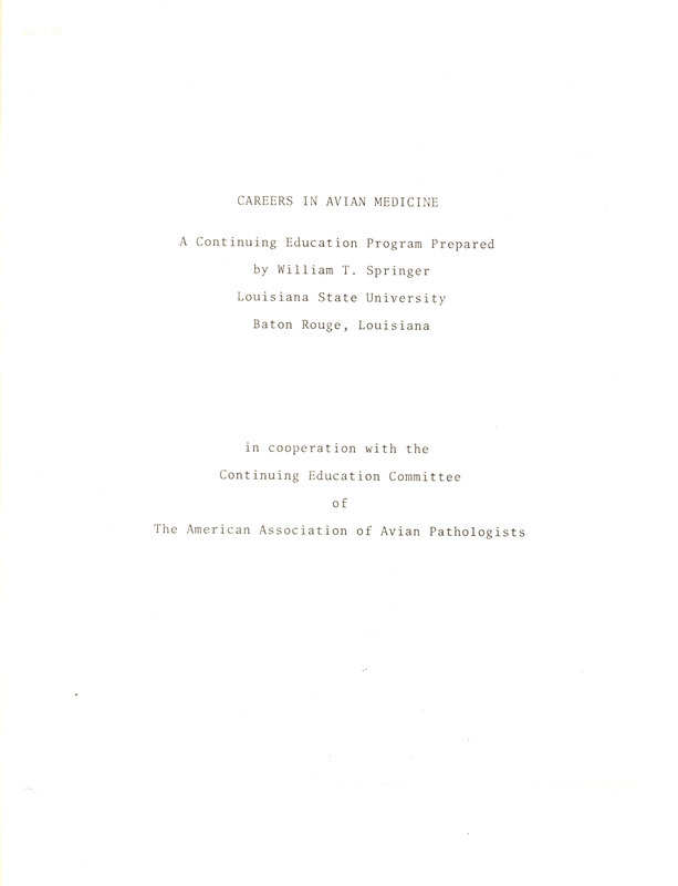 Item from a series of AAAP records containing slide study sets which consist of slides and their accompanying texts. The slide study sets mainly cover poultry diseases and their diagnosis, but also include other topics such as biotechnology in avian medicine and careers in avian medicine.