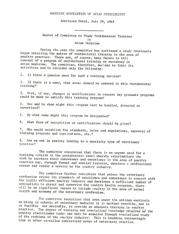 Item from a series of AAAP records containing committee member assignments, membership committee interest surveys, committee reports and correspondence that reflect the varied interests of the Association.