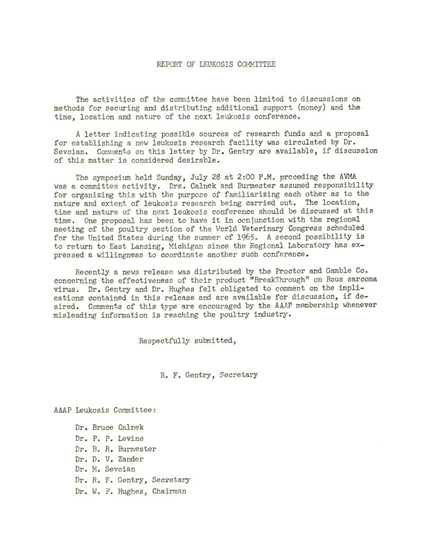 Item from a series of AAAP records containing committee member assignments, membership committee interest surveys, committee reports and correspondence that reflect the varied interests of the Association.
