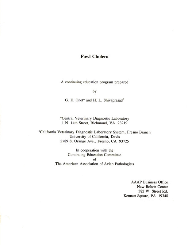 Item from a series of AAAP records containing slide study sets which consist of slides and their accompanying texts. The slide study sets mainly cover poultry diseases and their diagnosis, but also include other topics such as biotechnology in avian medicine and careers in avian medicine.