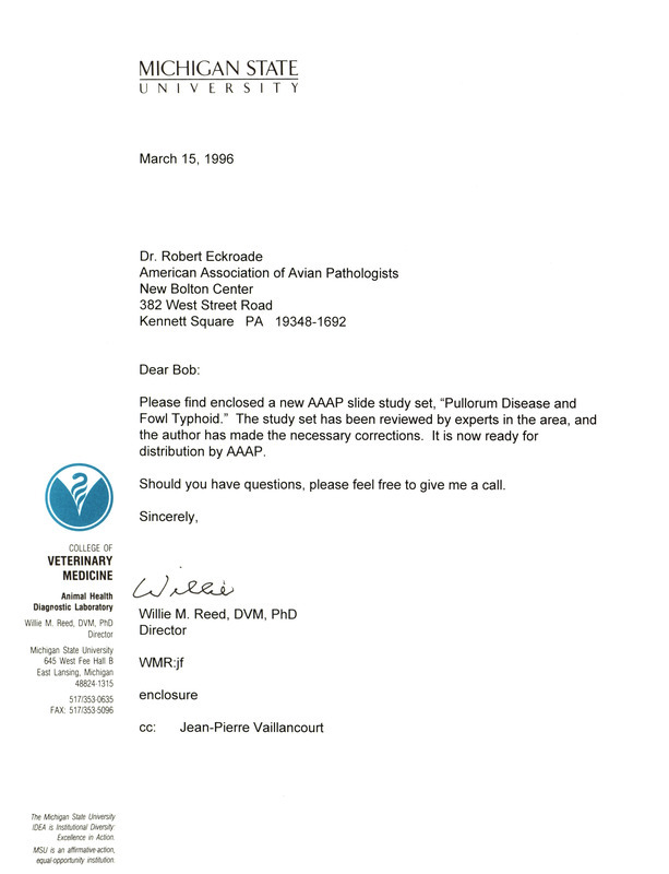 Item from a series of AAAP records containing slide study sets which consist of slides and their accompanying texts. The slide study sets mainly cover poultry diseases and their diagnosis, but also include other topics such as biotechnology in avian medicine and careers in avian medicine.