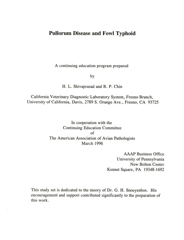 Item from a series of AAAP records containing slide study sets which consist of slides and their accompanying texts. The slide study sets mainly cover poultry diseases and their diagnosis, but also include other topics such as biotechnology in avian medicine and careers in avian medicine.