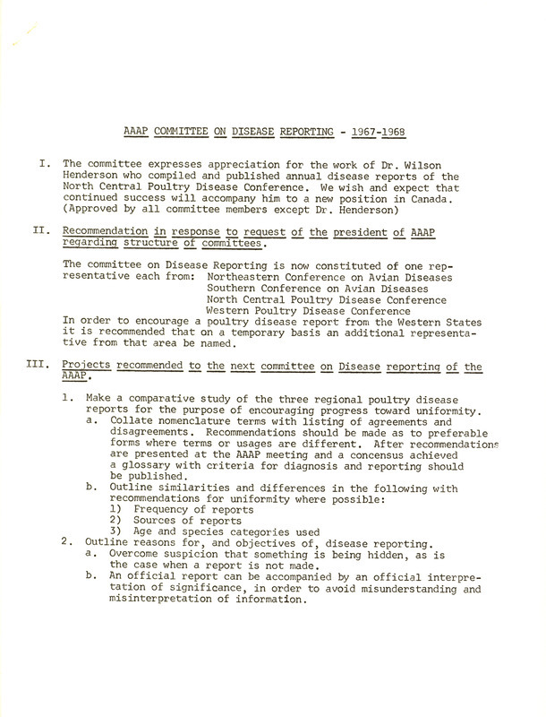 Item from a series of AAAP records containing committee member assignments, membership committee interest surveys, committee reports and correspondence that reflect the varied interests of the Association.