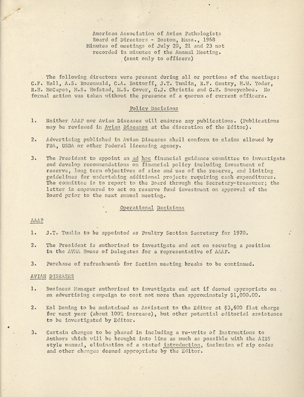 Item from a series of AAAP records containing committee member assignments, membership committee interest surveys, committee reports and correspondence that reflect the varied interests of the Association.