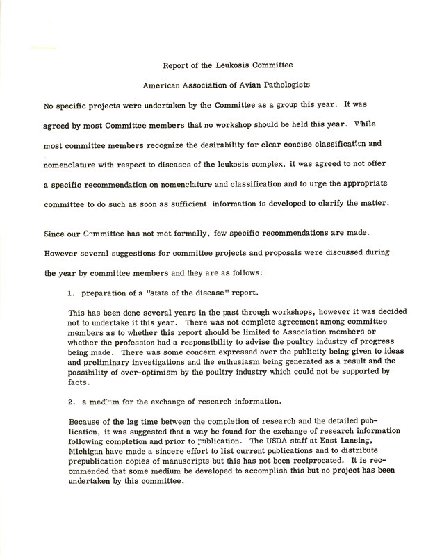 Item from a series of AAAP records containing committee member assignments, membership committee interest surveys, committee reports and correspondence that reflect the varied interests of the Association.
