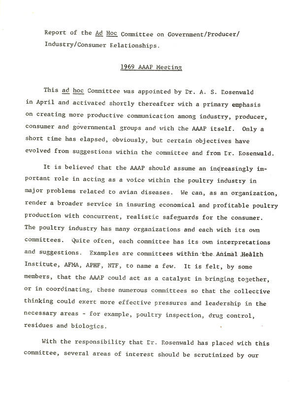 Item from a series of AAAP records containing committee member assignments, membership committee interest surveys, committee reports and correspondence that reflect the varied interests of the Association.