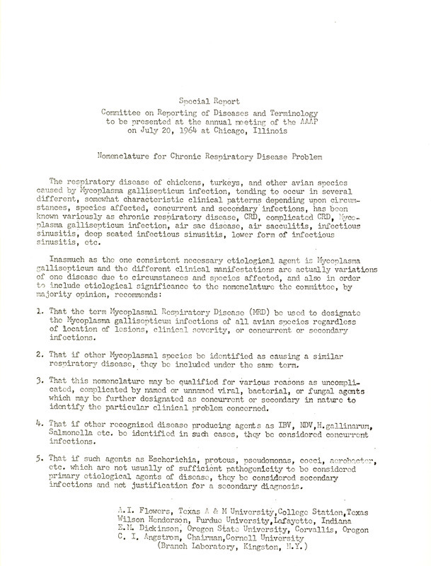 Item from a series of AAAP records containing committee member assignments, membership committee interest surveys, committee reports and correspondence that reflect the varied interests of the Association.