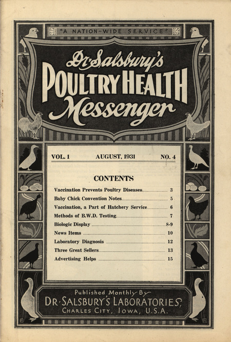 A Journal gathering articles related to veterinary practice in poultry from August 1931.