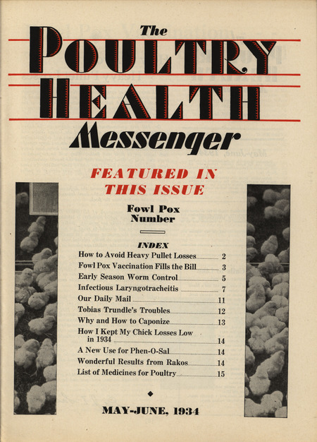 A Periodical gathering articles related to veterinary practice in poultry from May-June 1934.