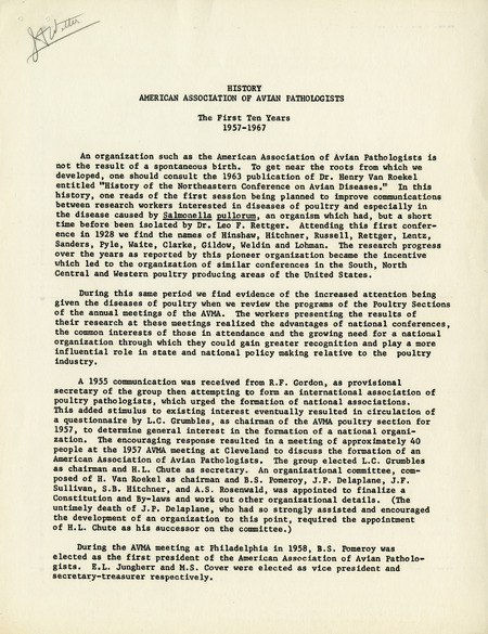 Item from a series of AAAP records containing materials that document the formation of the Association, including correspondence between many charter members.