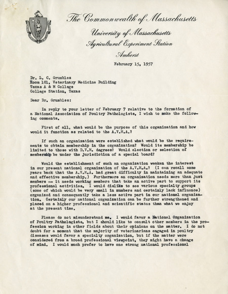 Item from a series of AAAP records containing materials that document the formation of the Association, including correspondence between many charter members.