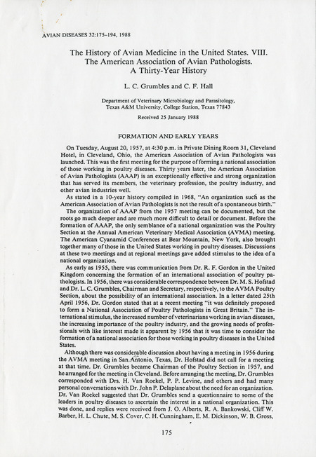 Item from a series of AAAP records containing materials that document the formation of the Association, including correspondence between many charter members.