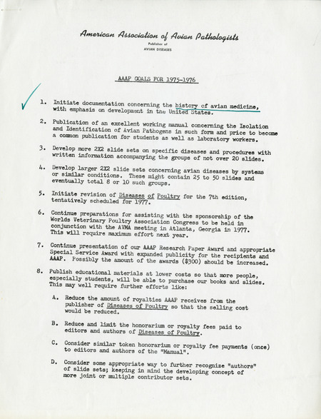 Item from a series of AAAP records containing committee member assignments, membership committee interest surveys, committee reports, and correspondence that reflect the varied interests of the Association.