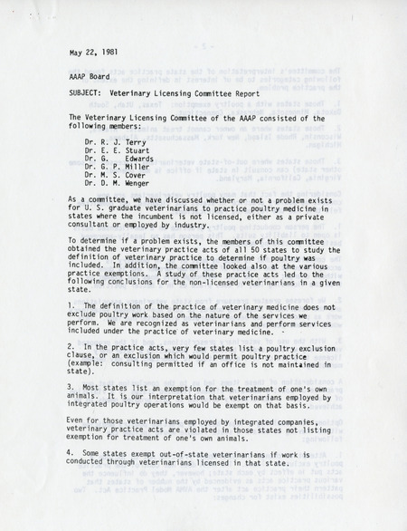 Item from a series of AAAP records containing committee member assignments, membership committee interest surveys, committee reports, and correspondence that reflect the varied interests of the Association.