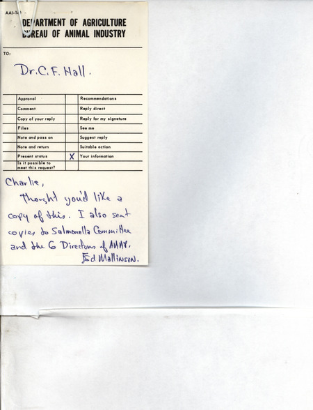 American Association of Avian Pathologists report noting the points of interest brought up during the International Symposium on Salmonella at the University of Guelph, Canada on June 8-11, 1977.