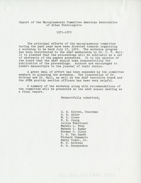 Item from a series of AAAP records containing the meeting minutes and annual reports of the Board of Directors, newsletters, reports, financial statements, and copies of the constitution and bylaws.