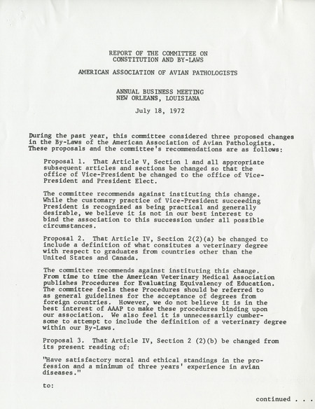 Item from a series of AAAP records containing the meeting minutes and annual reports of the Board of Directors, newsletters, reports, financial statements, and copies of the constitution and bylaws.