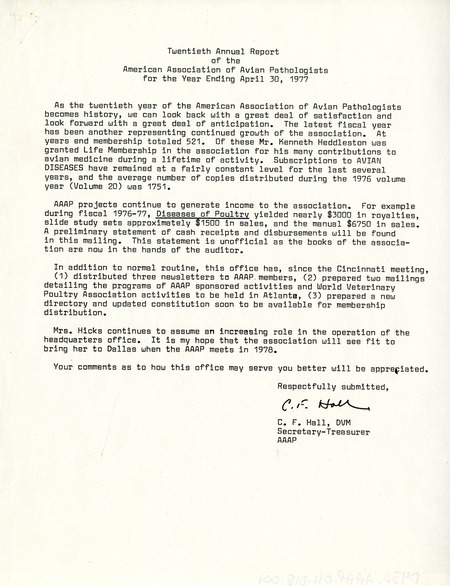 Item from a series of AAAP records containing the meeting minutes and annual reports of the Board of Directors, newsletters, reports, financial statements, and copies of the constitution and bylaws.