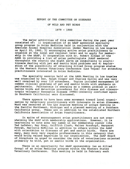 Item from a series of AAAP records containing meeting minutes and annual reports of the Board of Directors, newsletters, reports, financial statements, and copies of the constitution and bylaws.
