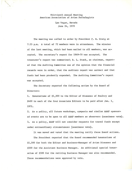Item from a series of AAAP records containing meeting minutes and annual reports of the Board of Directors, newsletters, reports, financial statements, and copies of the constitution and bylaws. Annotation: Page 3 is missing.
