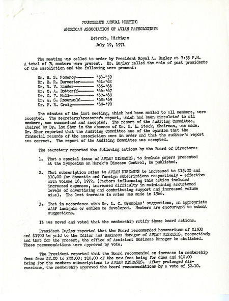 Item from a series of AAAP records containing meeting minutes and annual reports of the Board of Directors, newsletters, reports, financial statements, and copies of the constitution and bylaws.