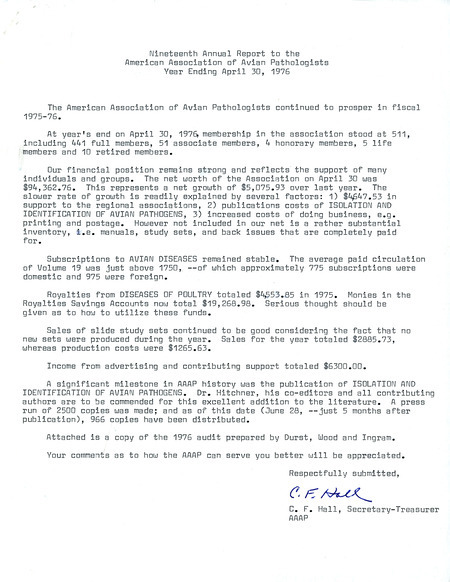 Item from a series of AAAP records containing meeting minutes and annual reports of the Board of Directors, newsletters, reports, financial statements, and copies of the constitution and bylaws.