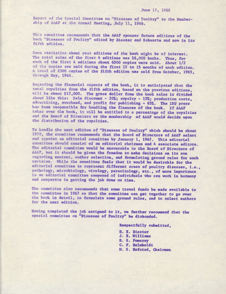 Item from a series of AAAP records containing several original scientific papers on poultry disease and immunology, and a technical bulletin on prevalent poultry diseases.