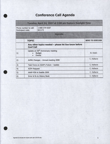 Item from a series of AAAP records containing meeting minutes and annual reports of the Board of Directors, newsletters, reports, financial statements, and copies of the constitution and by-laws.