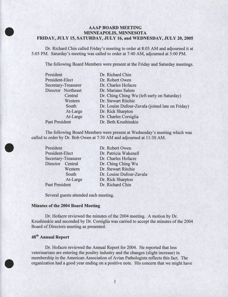 Item from a series of AAAP records containing meeting minutes and annual reports of the Board of Directors, newsletters, reports, financial statements, and copies of the constitution and by-laws. Annotation: As per the folder title, the geographic location is Honolulu. However, as per the actual item, it is Minneapolis, Minnesota.