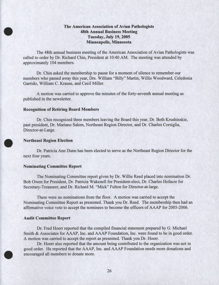 Item from a series of AAAP records containing meeting minutes and annual reports of the Board of Directors, newsletters, reports, financial statements, and copies of the constitution and by-laws. Annotation: As per the folder title, the geographic location is Honolulu. However, as per the actual item, it is Minneapolis, Minnesota.