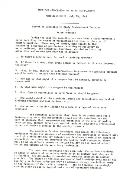 Item from a series of AAAP records containing committee member assignments, membership committee interest surveys, committee reports and correspondence that reflect the varied interests of the Association.